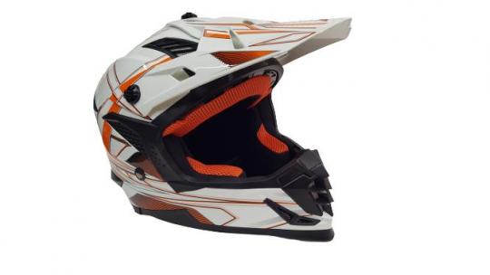 Шлем кроссовый 2021 оранжево-белый